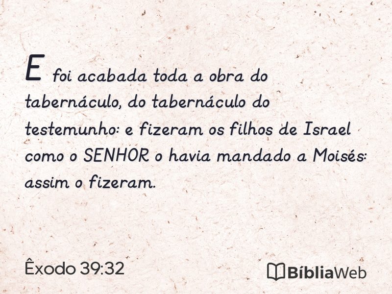 Êxodo 39:32 em imagem para compartilhar