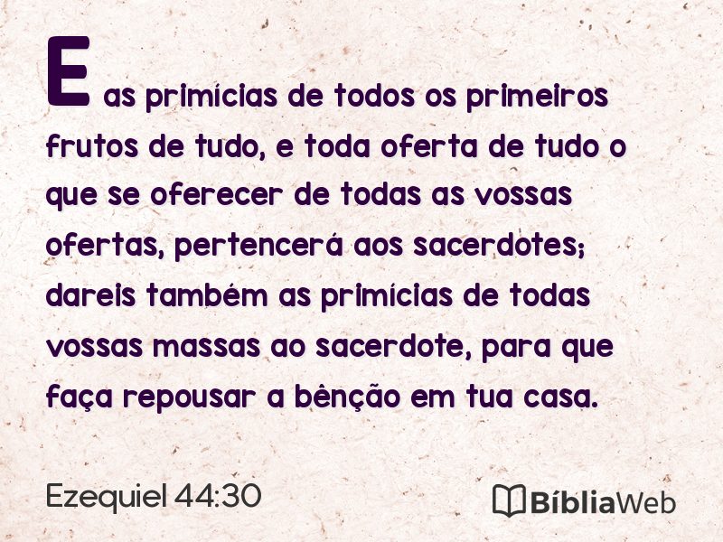 Ezequiel 44:30 em imagem para compartilhar