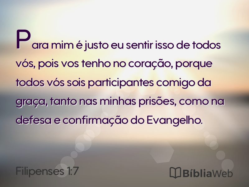 Filipenses 1:7 em imagem para compartilhar
