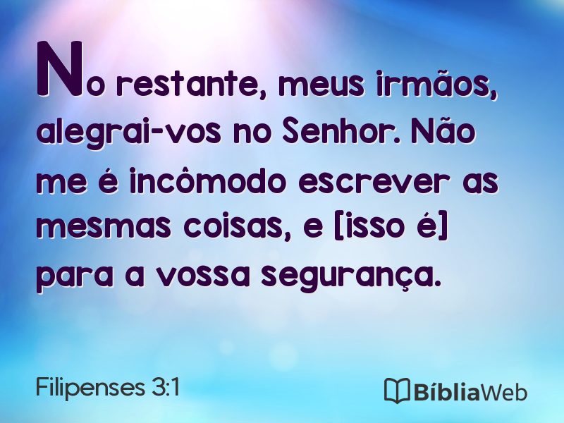 Filipenses 3:1 em imagem para compartilhar