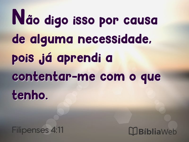 Filipenses 4:11 em imagem para compartilhar