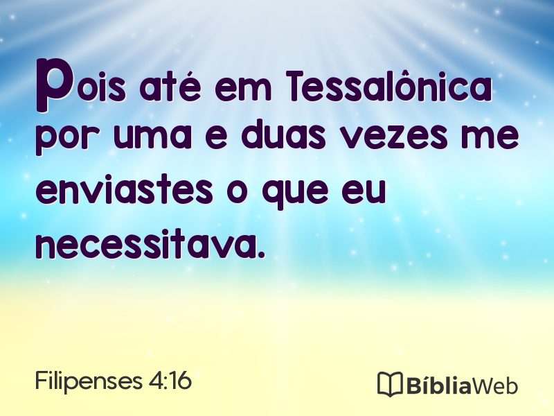 Filipenses 4:16 em imagem para compartilhar
