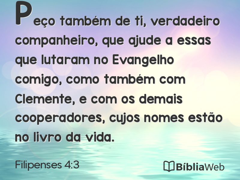Filipenses 4:3 em imagem para compartilhar