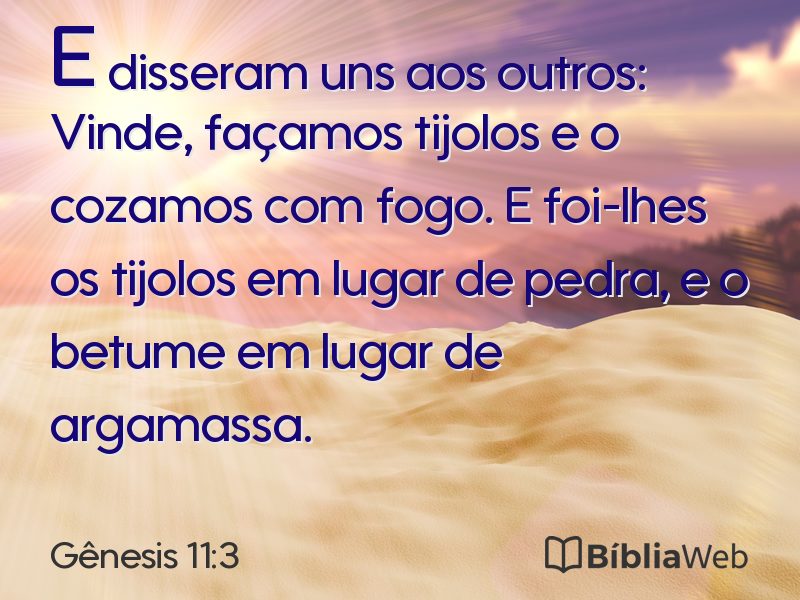 Gênesis 11:3 em imagem para compartilhar