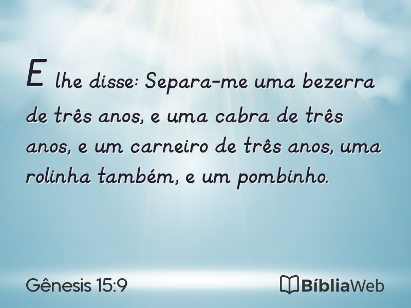 Gênesis 15:9 em imagem para compartilhar