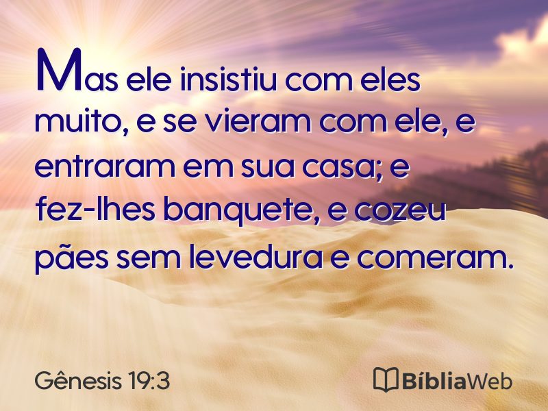 Gênesis 19:3 em imagem para compartilhar