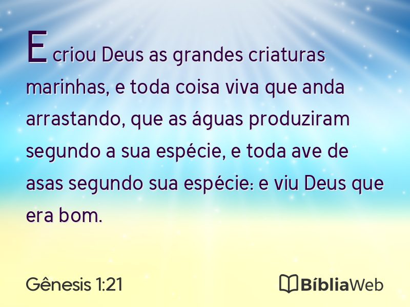 Gênesis 1:21 em imagem para compartilhar