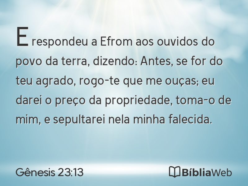 Gênesis 23:13 em imagem para compartilhar