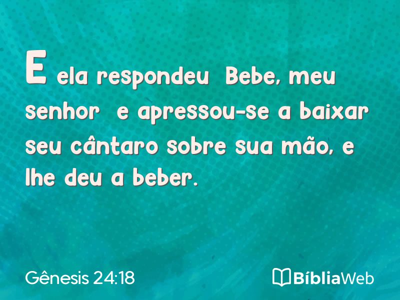 Gênesis 24:18 em imagem para compartilhar