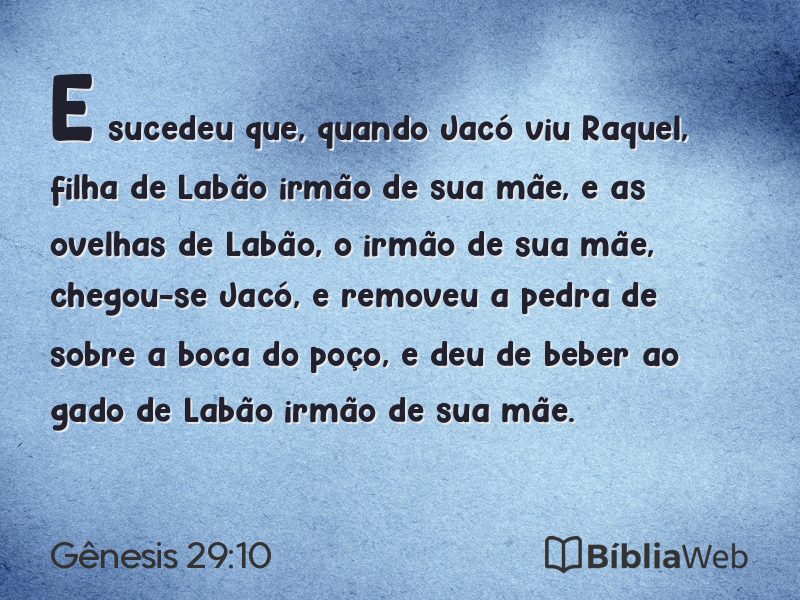 Gênesis 29:10 em imagem para compartilhar