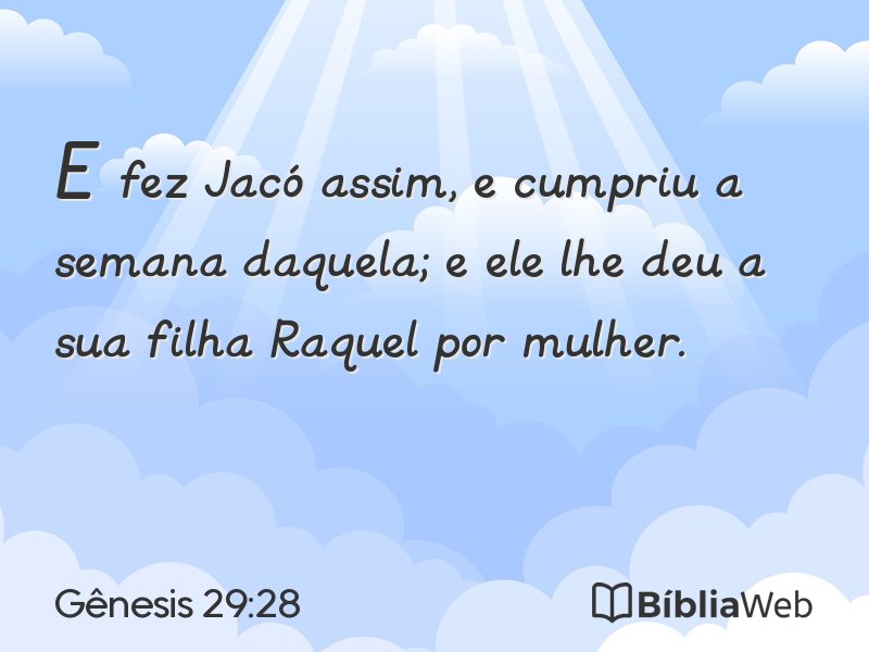Gênesis 29:28 em imagem para compartilhar