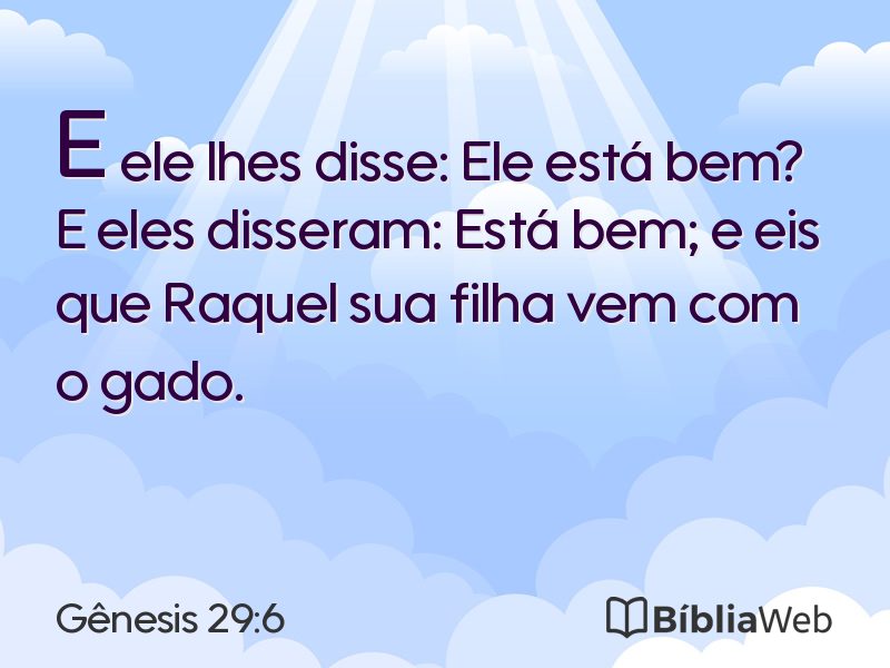 Gênesis 29:6 em imagem para compartilhar