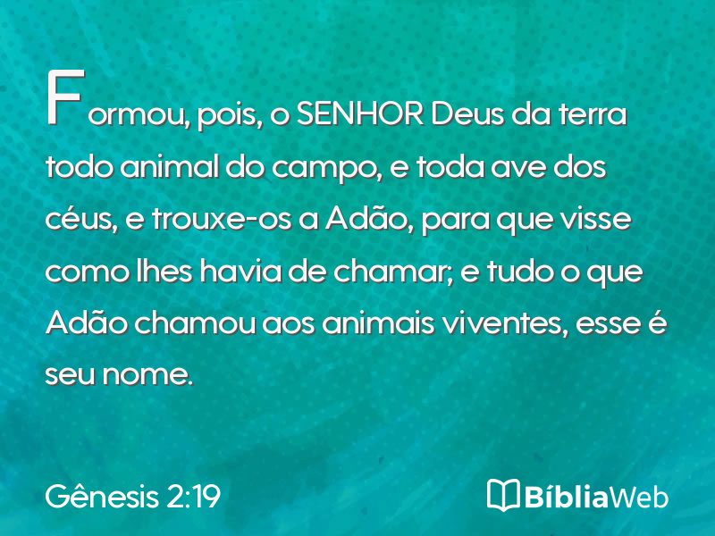 Gênesis 2:19 em imagem para compartilhar