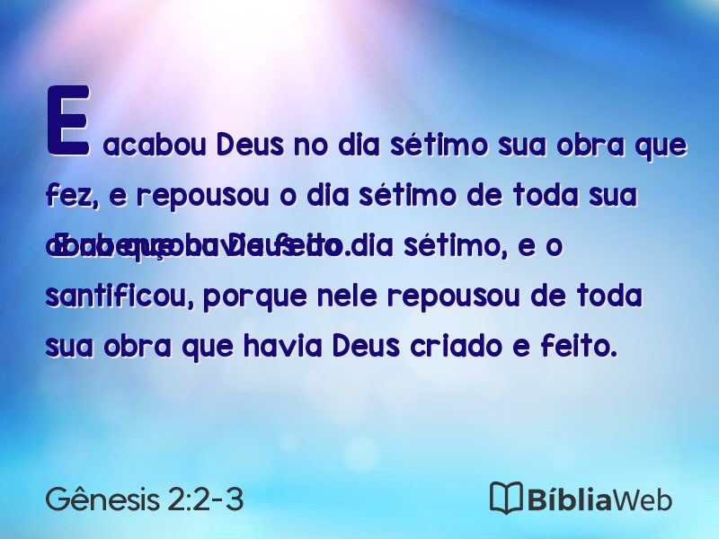 Gênesis 2:2-3 em imagem para compartilhar