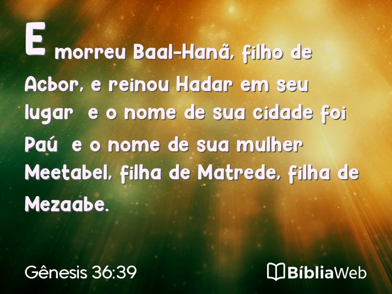 Gênesis 36:39 em imagem para compartilhar