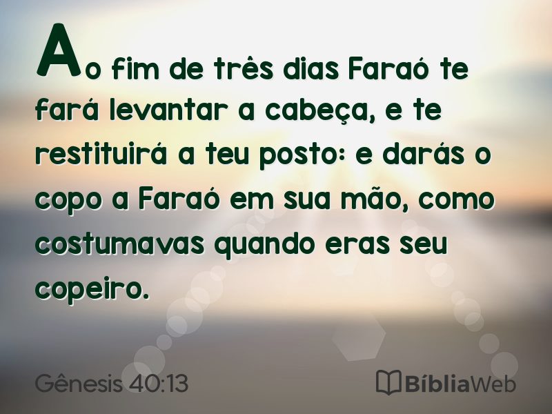 Gênesis 40:13 em imagem para compartilhar