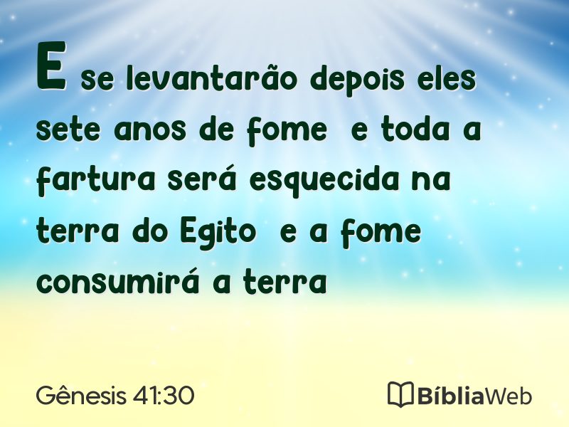 Gênesis 41:30 em imagem para compartilhar