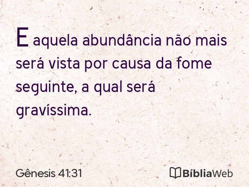 Gênesis 41:31 em imagem para compartilhar