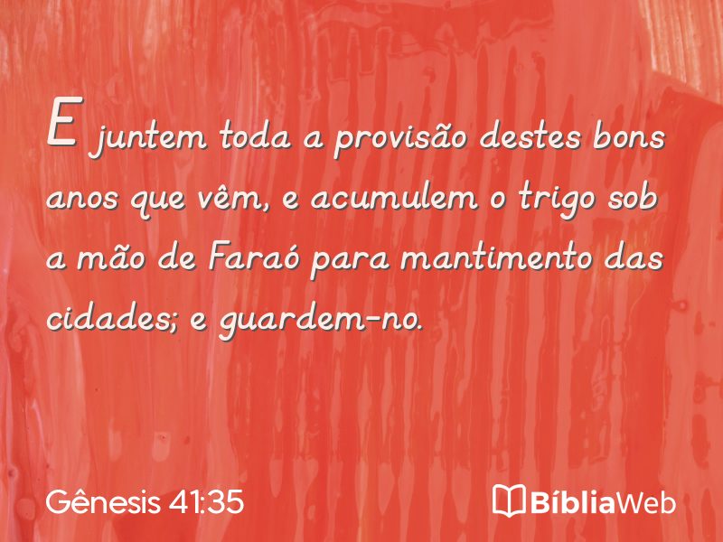 Gênesis 41:35 em imagem para compartilhar