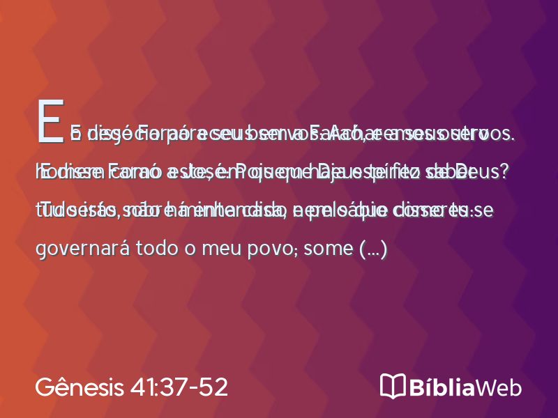Gênesis 41:37-52 em imagem para compartilhar