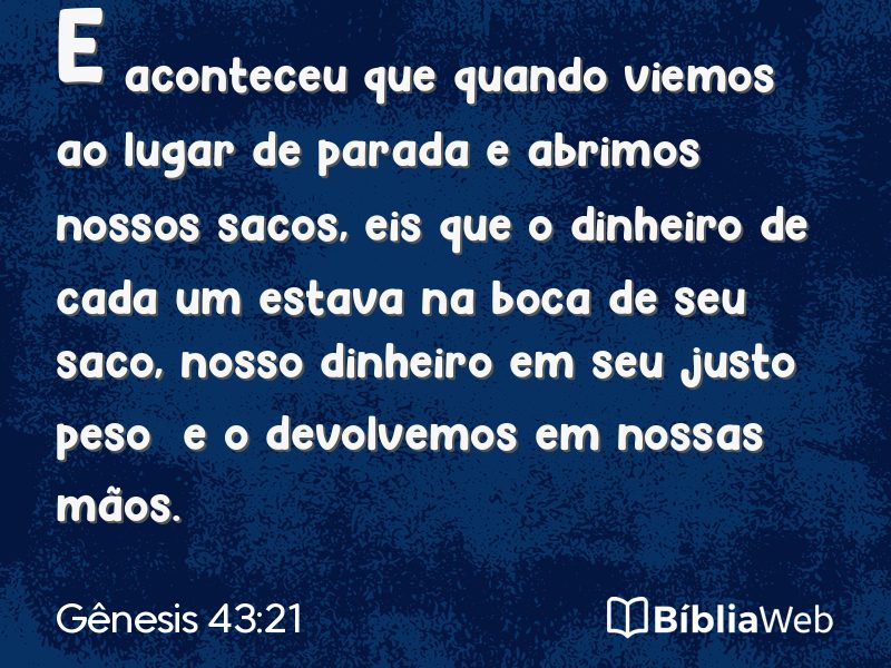 Gênesis 43:21 em imagem para compartilhar