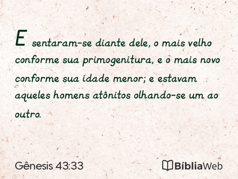 Gênesis 43:33 em imagem para compartilhar