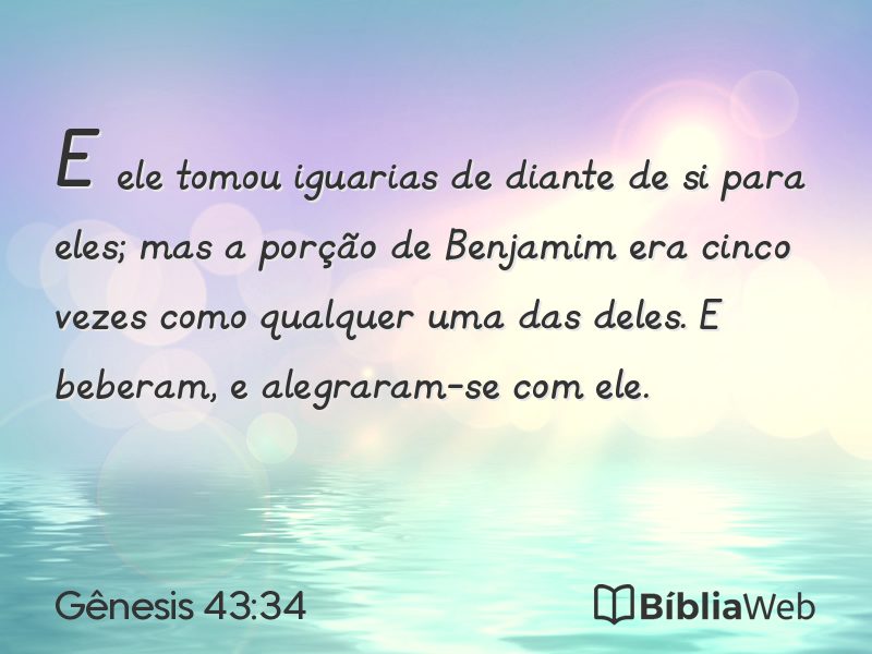 Gênesis 43:34 em imagem para compartilhar