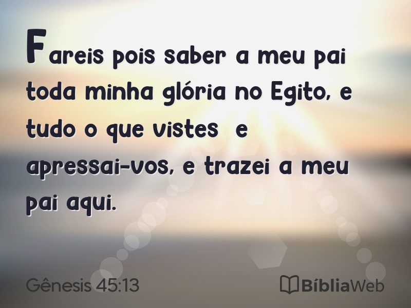 Gênesis 45:13 em imagem para compartilhar