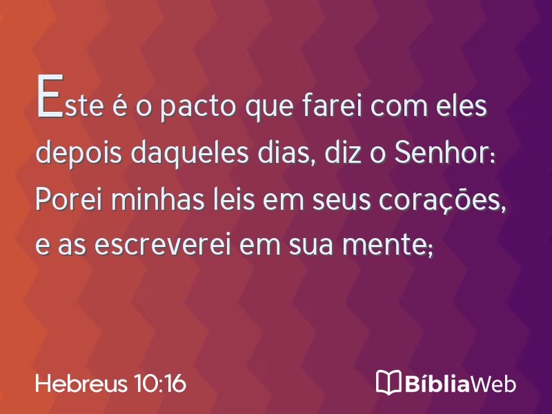 Hebreus 10:16 em imagem para compartilhar