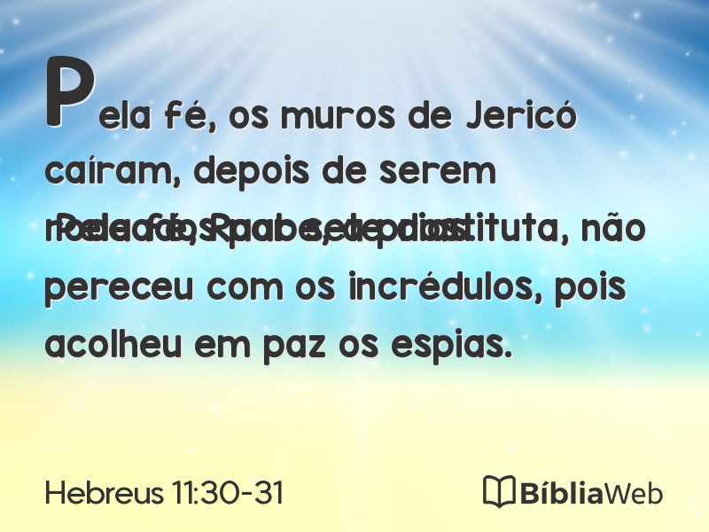 Hebreus 11:30-31 em imagem para compartilhar
