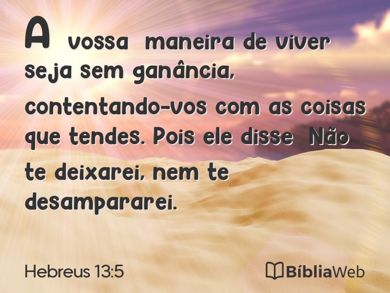Hebreus 13:5 em imagem para compartilhar