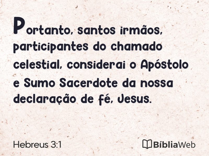 Hebreus 3:1 em imagem para compartilhar