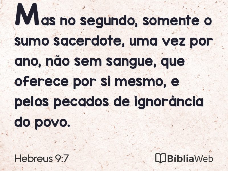 Hebreus 9:7 em imagem para compartilhar