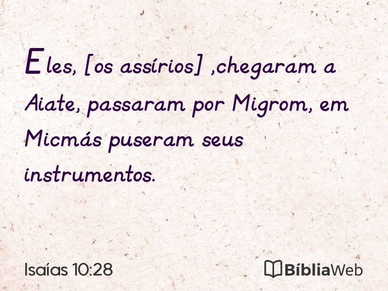 Isaías 10:28 em imagem para compartilhar