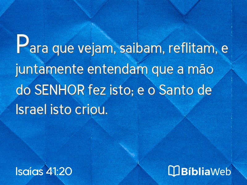 Isaías 41:20 em imagem para compartilhar