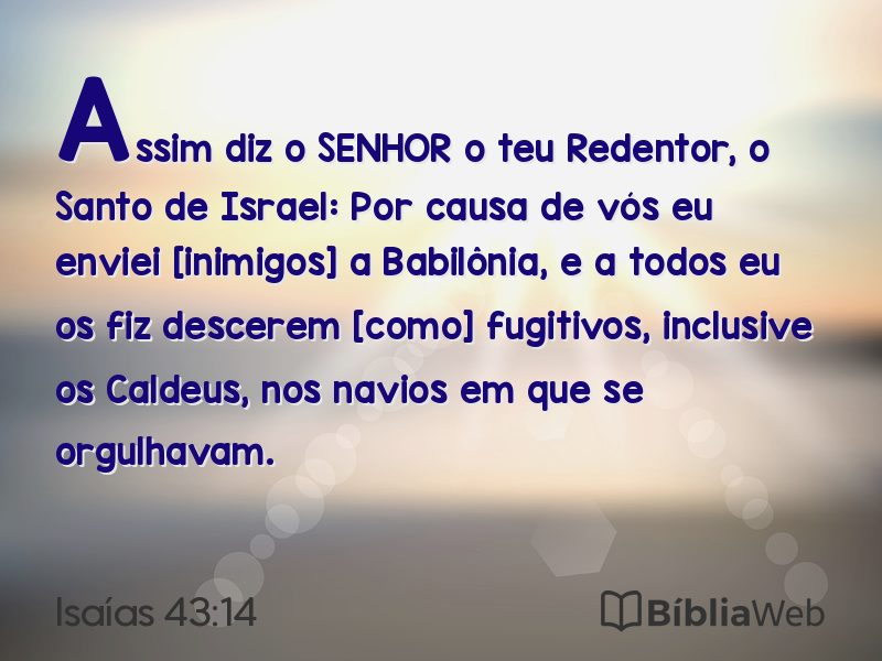 Isaías 43:14 em imagem para compartilhar