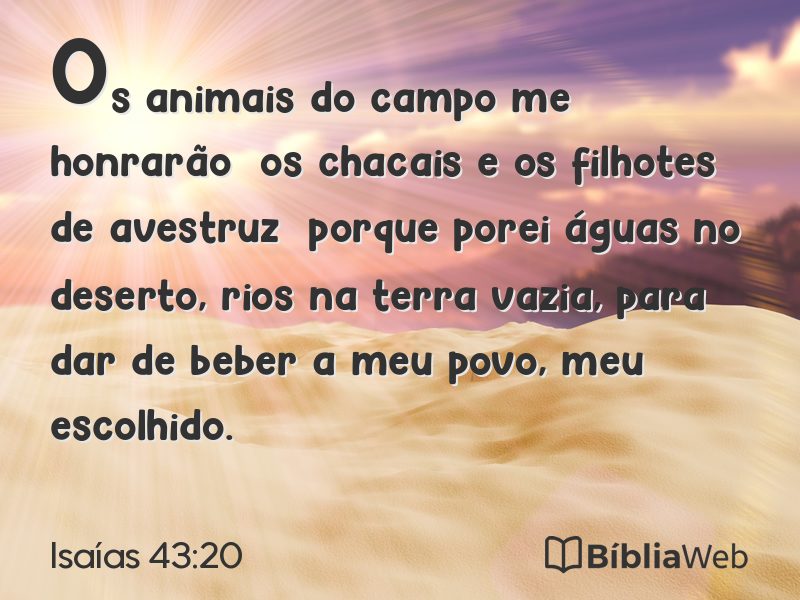 Isaías 43:20 em imagem para compartilhar