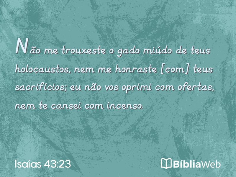 Isaías 43:23 em imagem para compartilhar