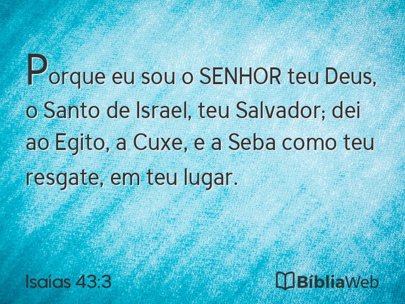Isaías 43:3 em imagem para compartilhar