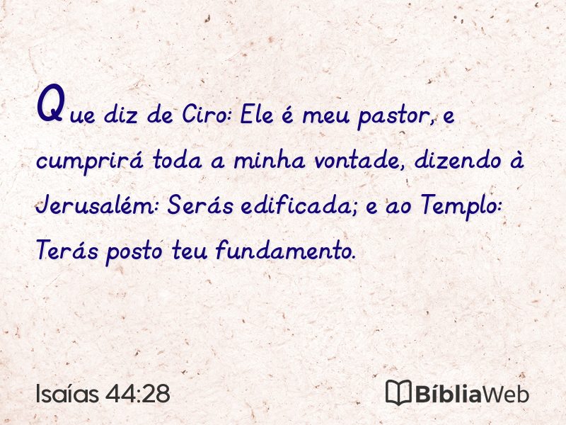 Isaías 44:28 em imagem para compartilhar