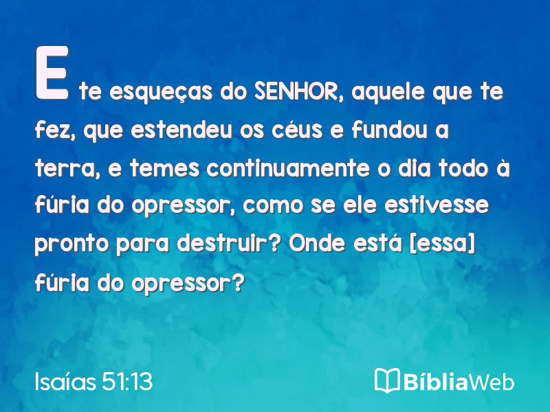 Isaías 51:13 em imagem para compartilhar