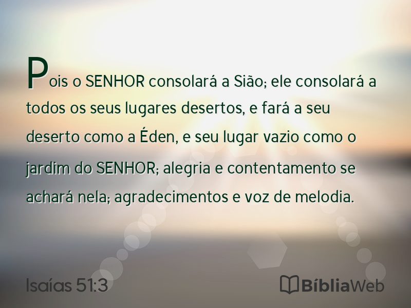 Isaías 51:3 em imagem para compartilhar