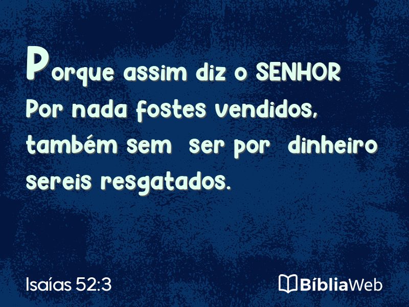 Isaías 52:3 em imagem para compartilhar