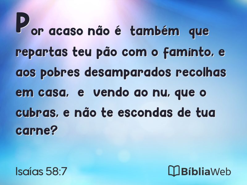 Isaías 58:7 em imagem para compartilhar