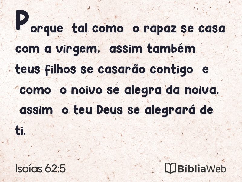 Isaías 62:5 em imagem para compartilhar
