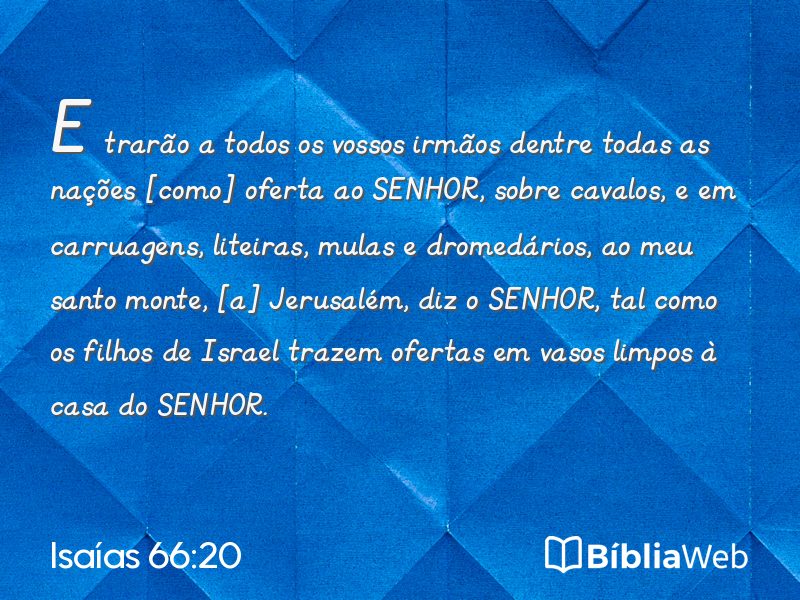 Isaías 66:20 em imagem para compartilhar