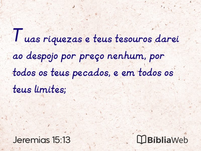 Jeremias 15:13 em imagem para compartilhar