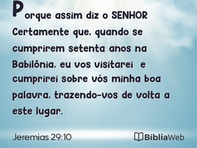 Jeremias 29:10 em imagem para compartilhar