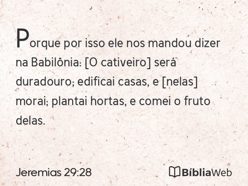 Jeremias 29:28 em imagem para compartilhar