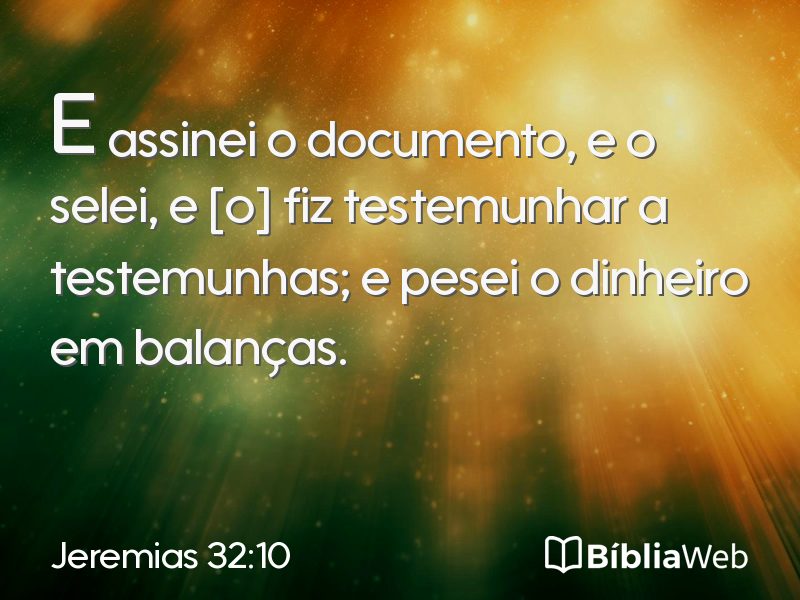 Jeremias 32:10 em imagem para compartilhar